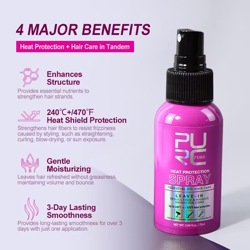 Hair Care Heat Protectant - Spray Protetor Térmico PURC com Óleo